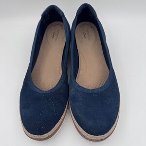 Clarks Serena Kellyn Navy Blue Suede Perforated Slip-On| Ultimate Comfort| 11N